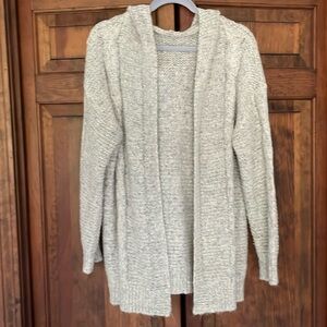 Hooded Soft Cable Knit Cardigan Sweater